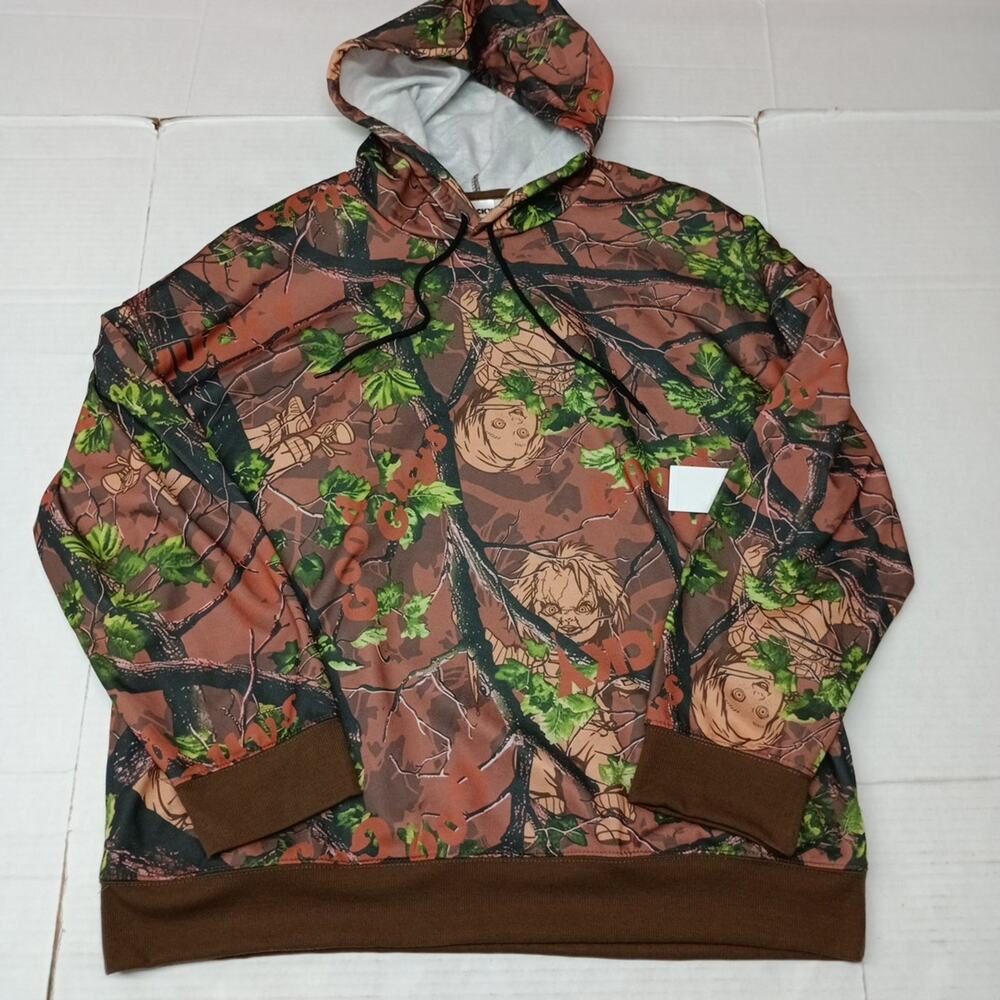 Men's Size L Large Licensed Childs Play Chucky‎ Good Guys Camouflage Hoodie NWT
